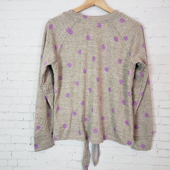 New MINE Boutique Sweater Size S Polka Dot Tie Up - Picture 5 of 7